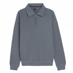Bench Mens Collar Detail quarter zip sweatshirt Steel Grey