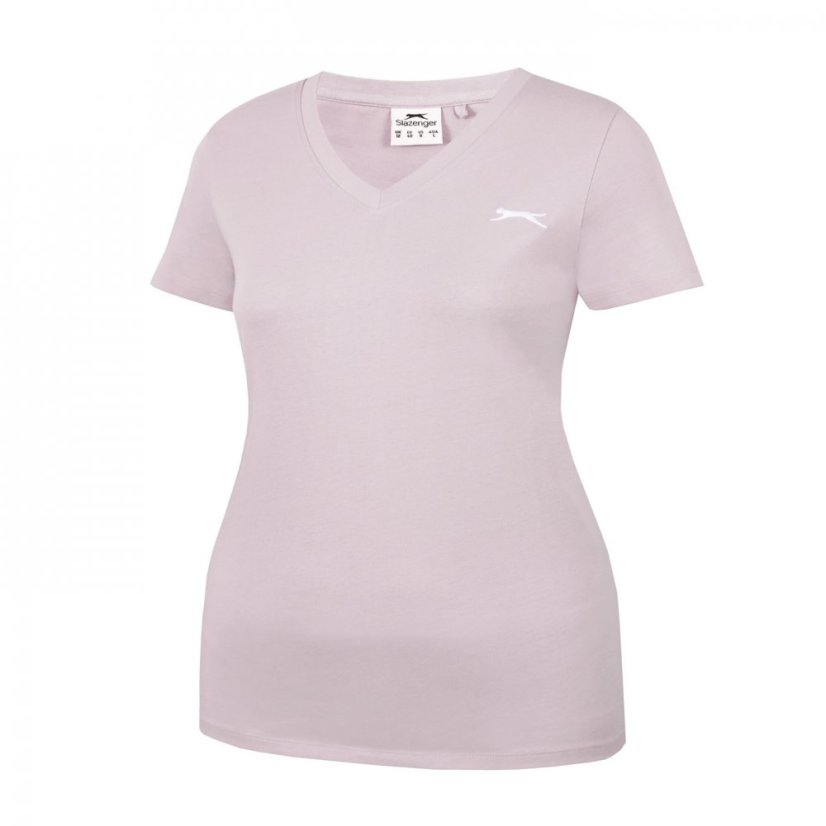 Slazenger V Neck Tee Lds Lilac Snow