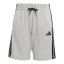 adidas Essentials 3 Stripe Jersey Short Juniors Grey /Black