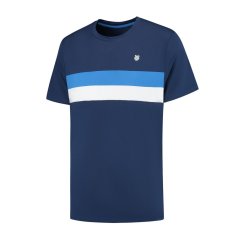 K Swiss Men's KS Core Team Striped Crewneck Short-Sleeve Performance T-Shirt Navy
