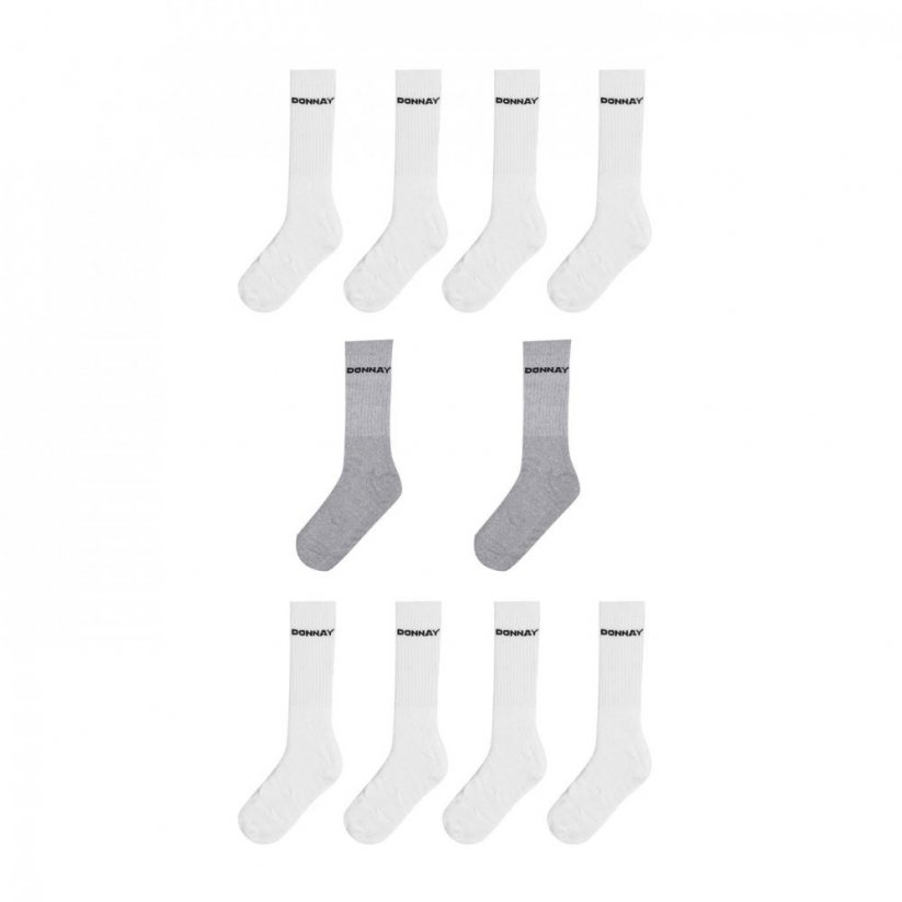 Donnay 10 Pack Quarter Socks Plus Size Mens White