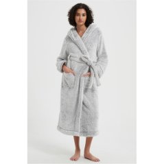 Linea Luxury Hooded Fleece Dressing Gown Grey