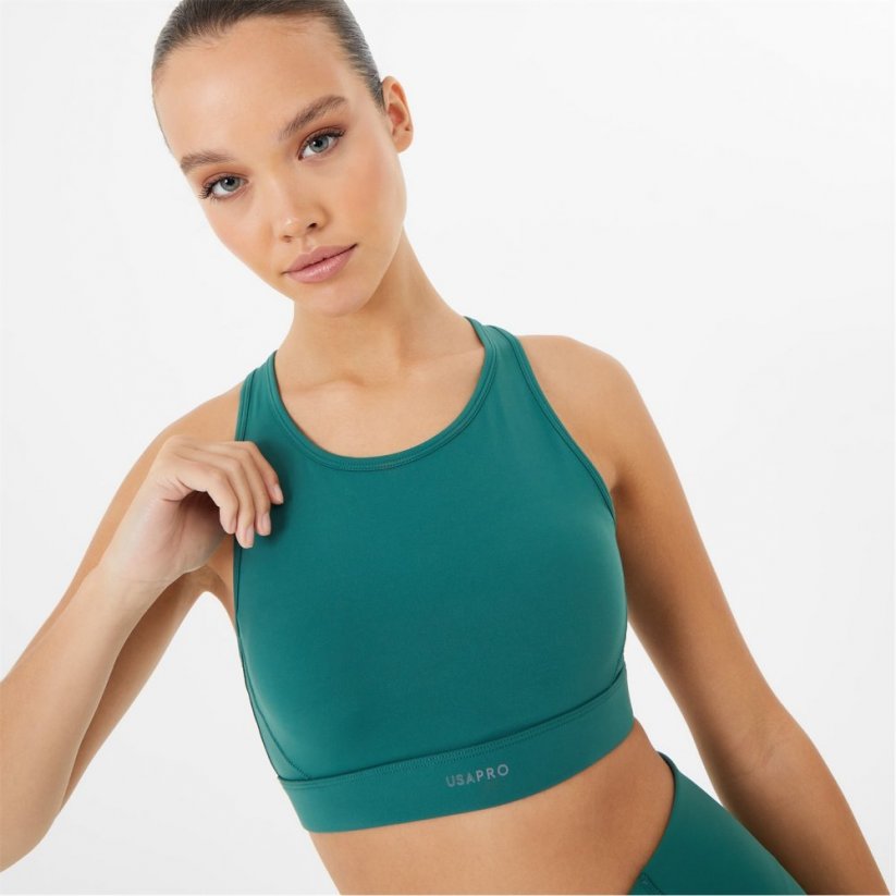 USA Pro Core Racer Back Sports Bra Forest Green