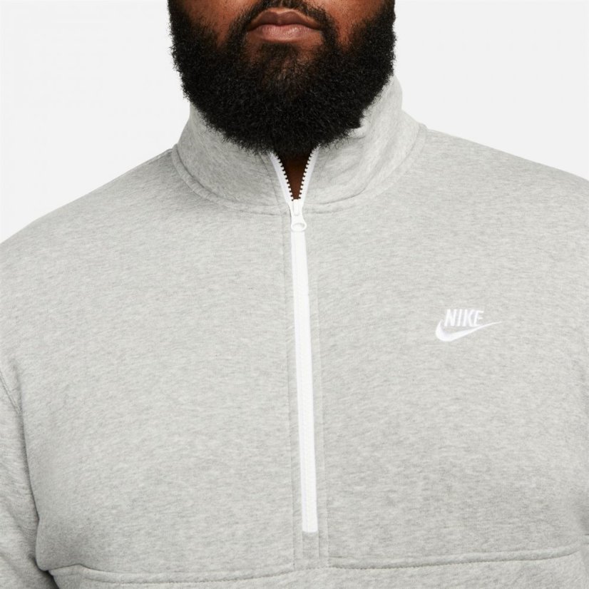 Nike Club Half Zip Top Mens Grey Heather