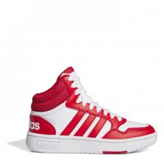 adidas Hoops Mid- High Tops Junior Boys White/Red