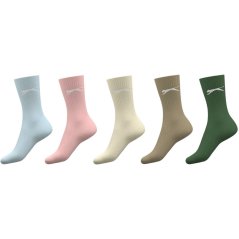 Slazenger 5 Pack Crew Socks Ladies Colours