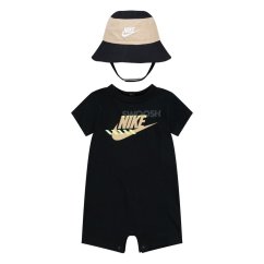 Nike Romper Bucket Hat Set Baby Black