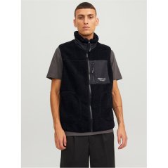 Jack and Jones Teddy Fleece Gilet Mens Black