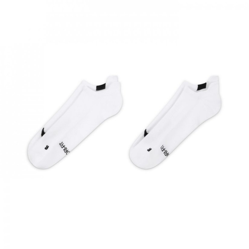 Nike Multiplier Running No-Show Socks (2 Pairs) White/Black