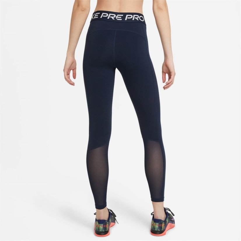 Nike Pro Women's Mid-Rise Mesh-Panelled Leggings Obsidian/ White