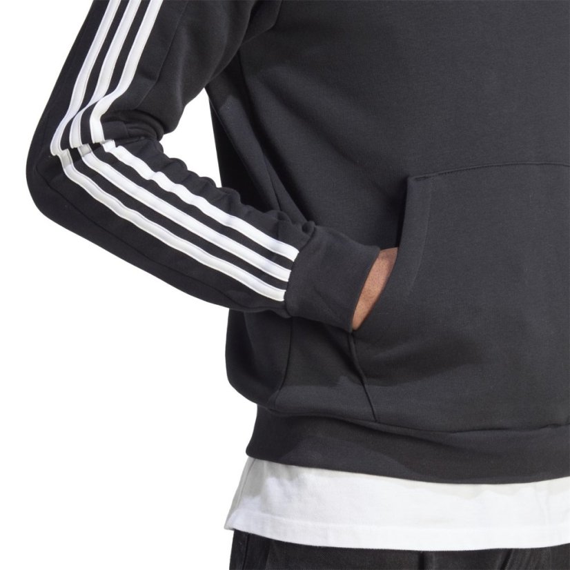 adidas 3 Stripe Zip Top Mens Black/White