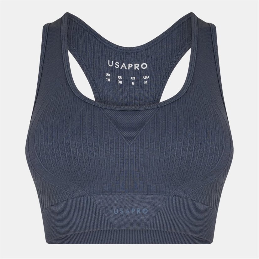 USA Pro UP Seamless Crop Sports Bra Shark Grey