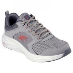 Skechers Duraleather Overlay Mesh Lace Up Sn Runners Mens Grey/Red