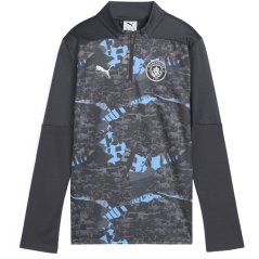 Puma Manchester City Pre-Match Quarter-Zip Top 2024 2025 Juniors Grey Cool/Grey