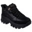 Skechers Micro Perf Duraleather Lace Up Mid Boot Slippers Womens Black