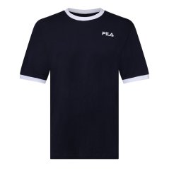 Fila Mens Aster Graphic Logo Ringer T-Shirt Fila Navy