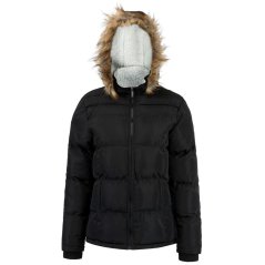 Lee Cooper Faux Fur Hood Jacket Ladies Black