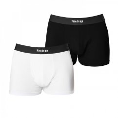 Firetrap 2 Pack Boxer Shorts Black/White