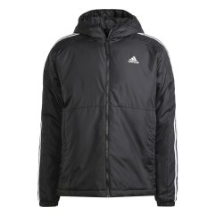 adidas 3 Stripe Essential Hooded Jacket Mens Black