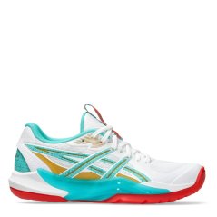 Asics Women's Powerbreak Netball Shoes Wht/Sea Glass