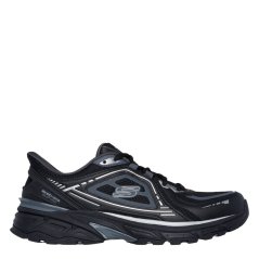 Skechers Slip-Ins Metallic Overlay Mesh Snea Slip On Runners Mens Black/Silver
