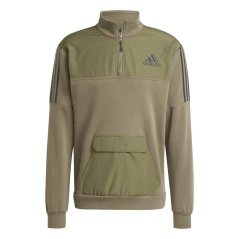 adidas Quarter Zip Tech Track Jacket Mens Khaki