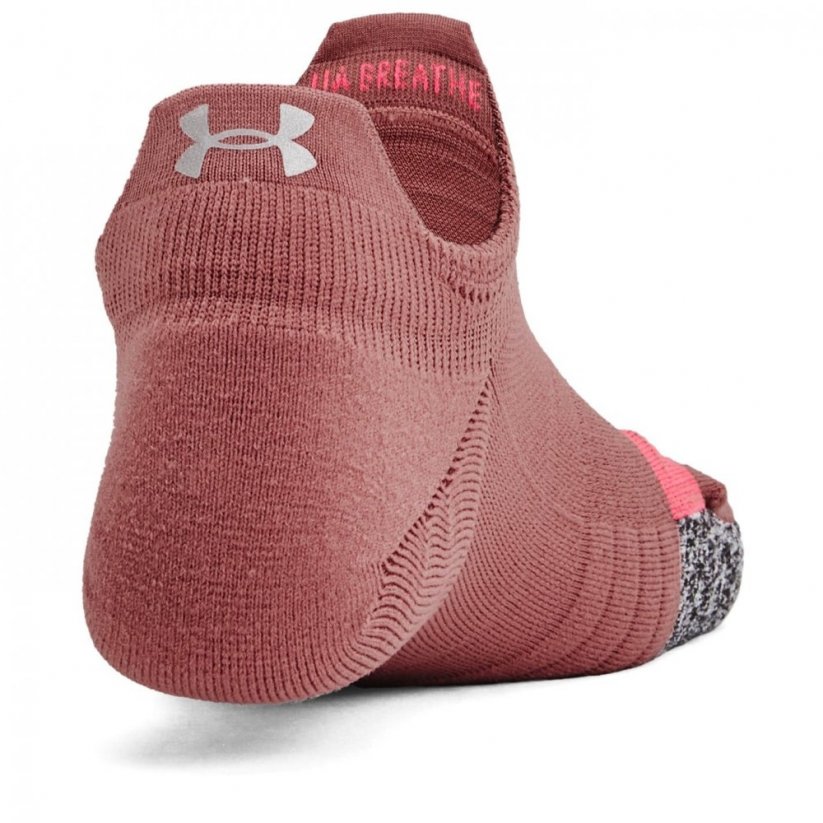 Under Armour Breathe 2 No Show Tab Socks 2pack Red Fusion/Wht