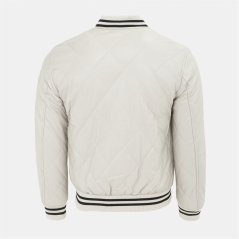 Firetrap Men's Faux Leather Button Long Sleeve Quilted Jacket White
