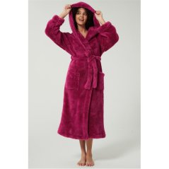 Linea Luxury Hooded Fleece Dressing Gown Burgundy