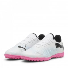 Puma Future 7 Play Astro Turf Football Boots White/Blk/Pink