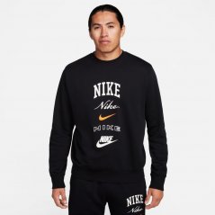 Nike Club Fleece Men's Long-Sleeve Crew Black/Orange