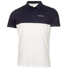 Calvin Klein Golf Men's Jc Block Short Sleeve Performance Polo Shirt Wht-Nvy