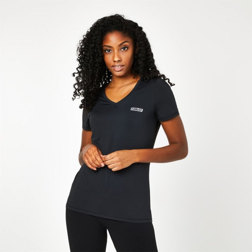 Everlast V Neck Mesh T-Shirt Womens Black