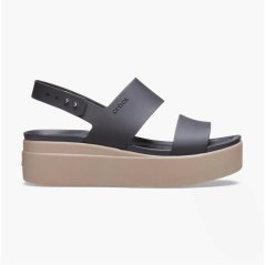 Crocs Women's Brooklyn Low Wedge Flat Sandals Black/Mushrm