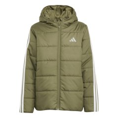adidas Unisex Kids Essentials 3S Hooded Long Sleeve Puffer Jacket Khaki