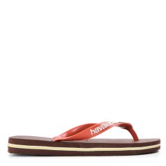 Havaianas Unisex Kids Brasil Logo Dark Brown/Ceramic Flip Flops Brown/Ceramic