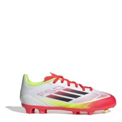 adidas F50 League Junior Firm Ground Football Boots White/Red