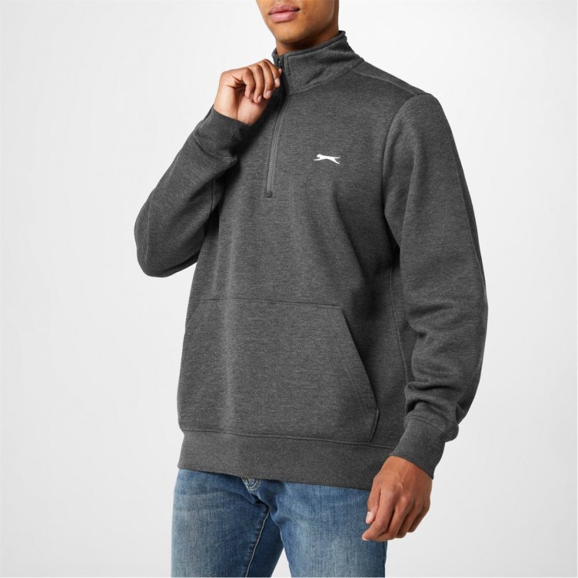 Slazenger Quarter Zip Fleece Top Mens Charcoal Marl