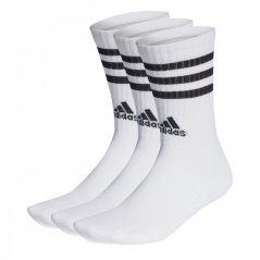 adidas Cushioned 3 Stripe Crew Sock 3 Pack Ladies White/Black
