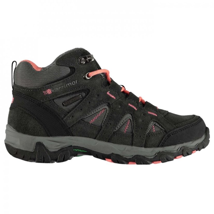 Karrimor Mount Mid Top Childrens Waterproof Walking Boots Grey/Coral