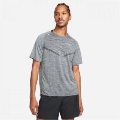 Nike Dri-fit Techknit Short Sleeve Running T Shirt Mens Black/Smoke