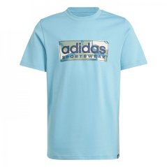 adidas Logo T Shirt Junior Aqua