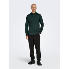 Only Men's Long-Sleeve Plain Shirt Darkest Spruce