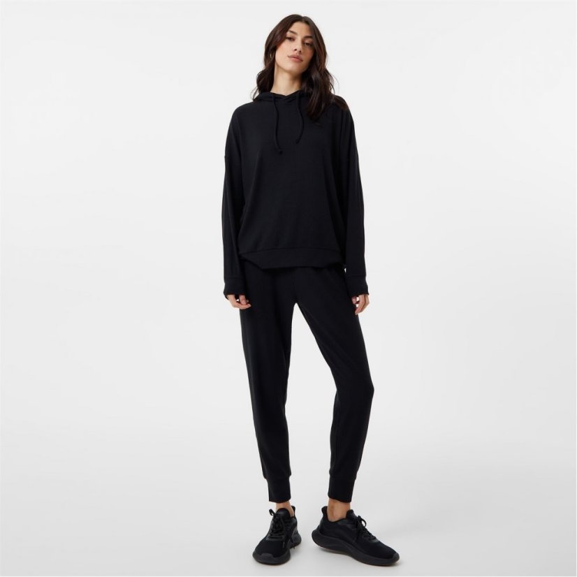 USA Pro Ribbed Slouchy Hoodie Jet Black