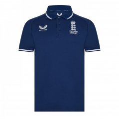 Castore England Cricket SS Polo Shirt Blue Depths