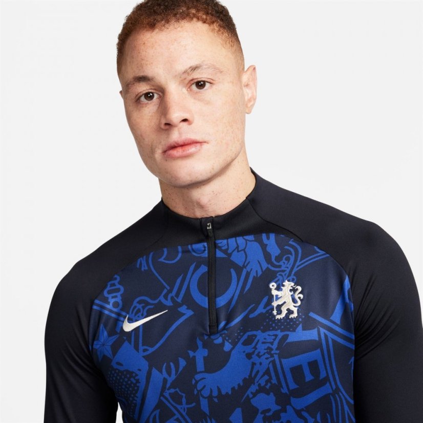 Nike Chelsea Dri-FIT Strike Drill Performance Quarter-Zip Long Sleeve Top Blue