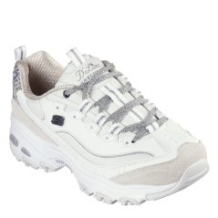 Skechers Womens Dlite Chic Low-Top Trainers White/Multi