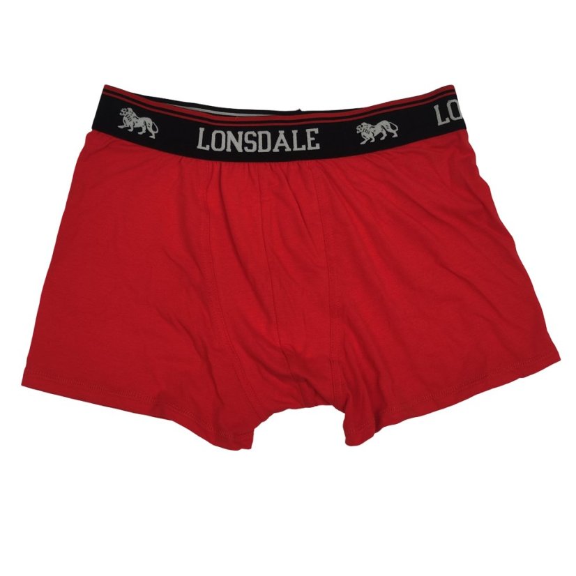 Lonsdale 2 Pack Trunk Mens Black/RedStrp