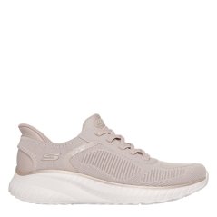 Skechers Womens Engineered Knitted Bungee Slip-On Runners Natural/Gold