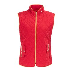 Miso Women's Stand Collar Full Zip Hip Length Gilet Red